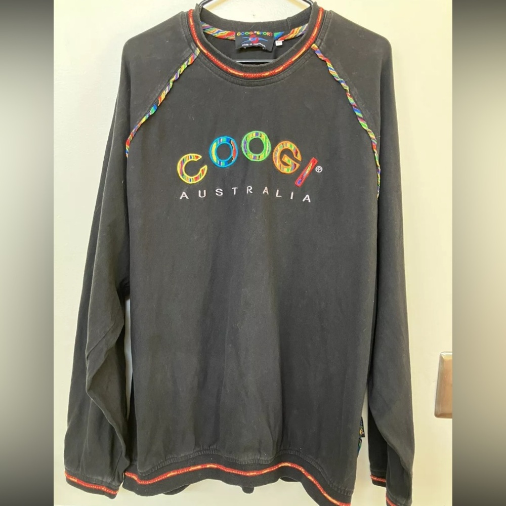 Mens Vintage Coogi Sport Australia Long Sleeve Shirt Black Authentic Size 2XL